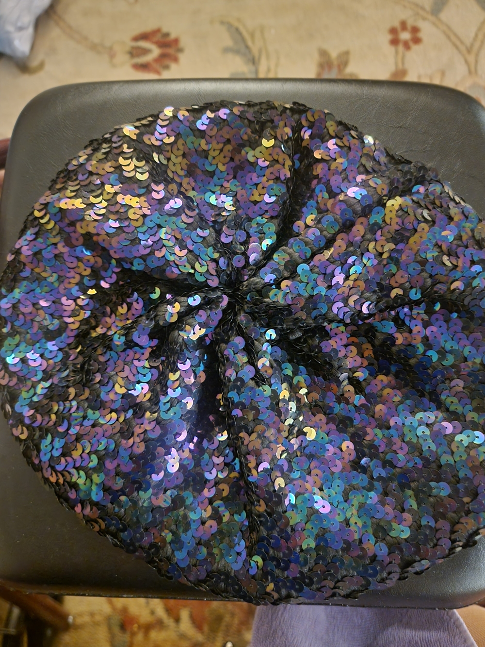 Nordstrom Iridescent Sequin Beret in Black